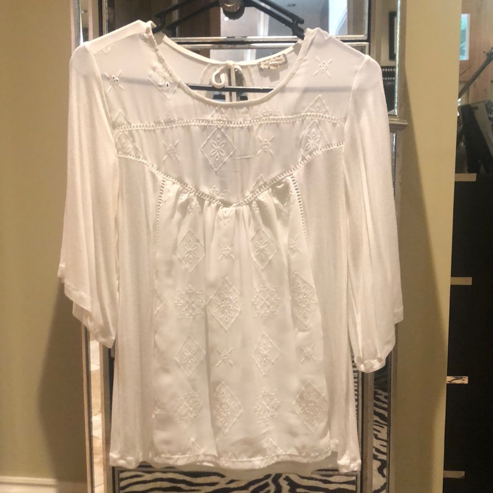 White soft tie back top